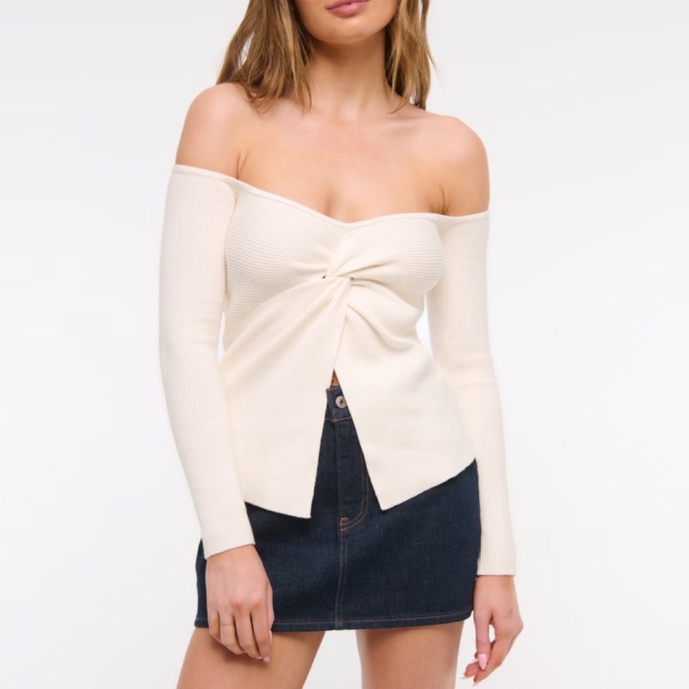 Off-The-Shoulder Twist Sweater Top